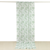 French Toile Polyester Backdrop Curtain – Dusty Sage Green Floral 5ft x 12ft Rod Pocket Drape Panel