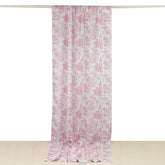 French Toile Polyester Backdrop Curtain – Pink Floral 5ft x 12ft Rod Pocket Drape Panel