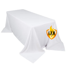 Fire Retardant Scuba Tablecloth – 90"x132" Rectangle White, Wrinkle Free, Stain Resistant, Seamless Polyester Cover