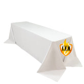 Fire Retardant Scuba Tablecloth – 90"x156" Rectangle White, Wrinkle Free, Stain Resistant, Seamless Polyester Cover