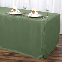 Fitted Polyester 72"x30" Rectangle Tablecloth Olive Green - Durable and Easy to Maintain Table Cover