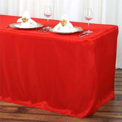 Fitted Polyester 72"x30" Rectangle Tablecloth Red - Durable and Easy to Maintain Table Cover
