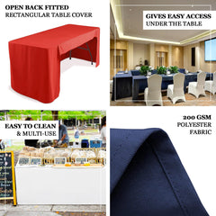 Fitted Polyester 72"x30" Rectangle Tablecloth Navy Blue with Open Back Design - Easy to Maintain and Wrinkle-Resistant Table Cover