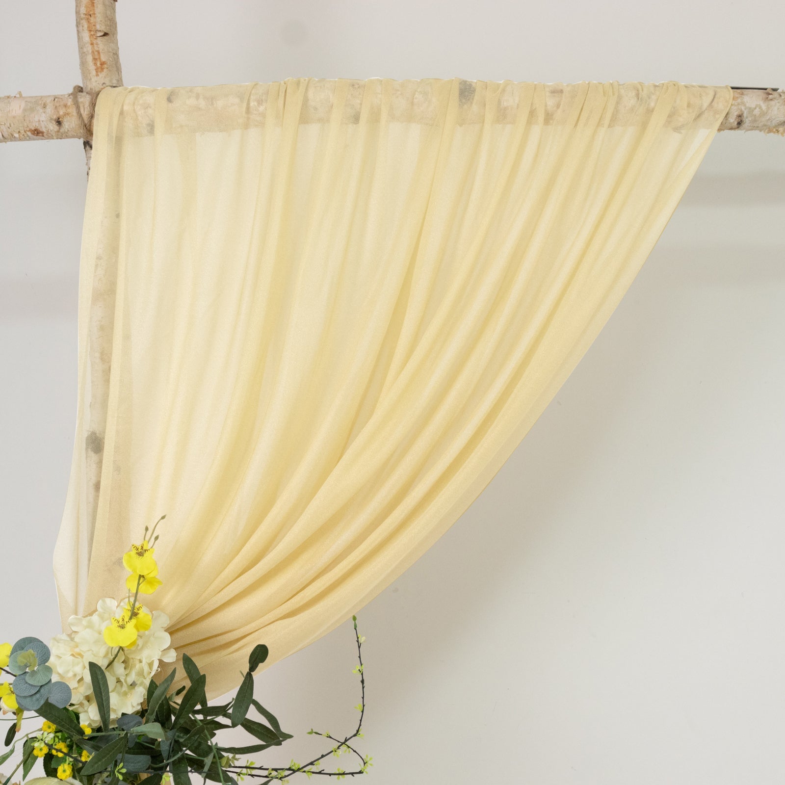 Champagne Sheer Backdrop Drape – 5ft x 14ft Wedding Arch & Ceiling Decor Panel, Wrinkle Free with Soft Shimmer