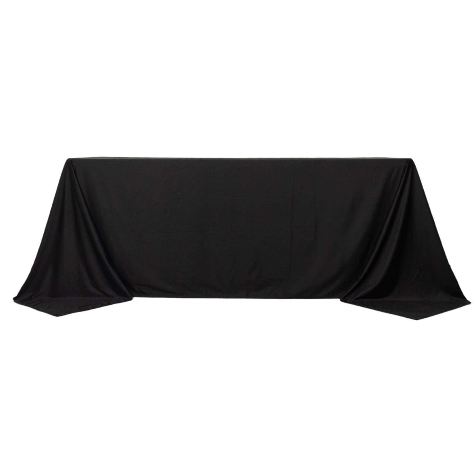 Fire Retardant Scuba Tablecloth – 90"x132" Rectangle Black, Wrinkle Free, Stain Resistant, Seamless Polyester Cover