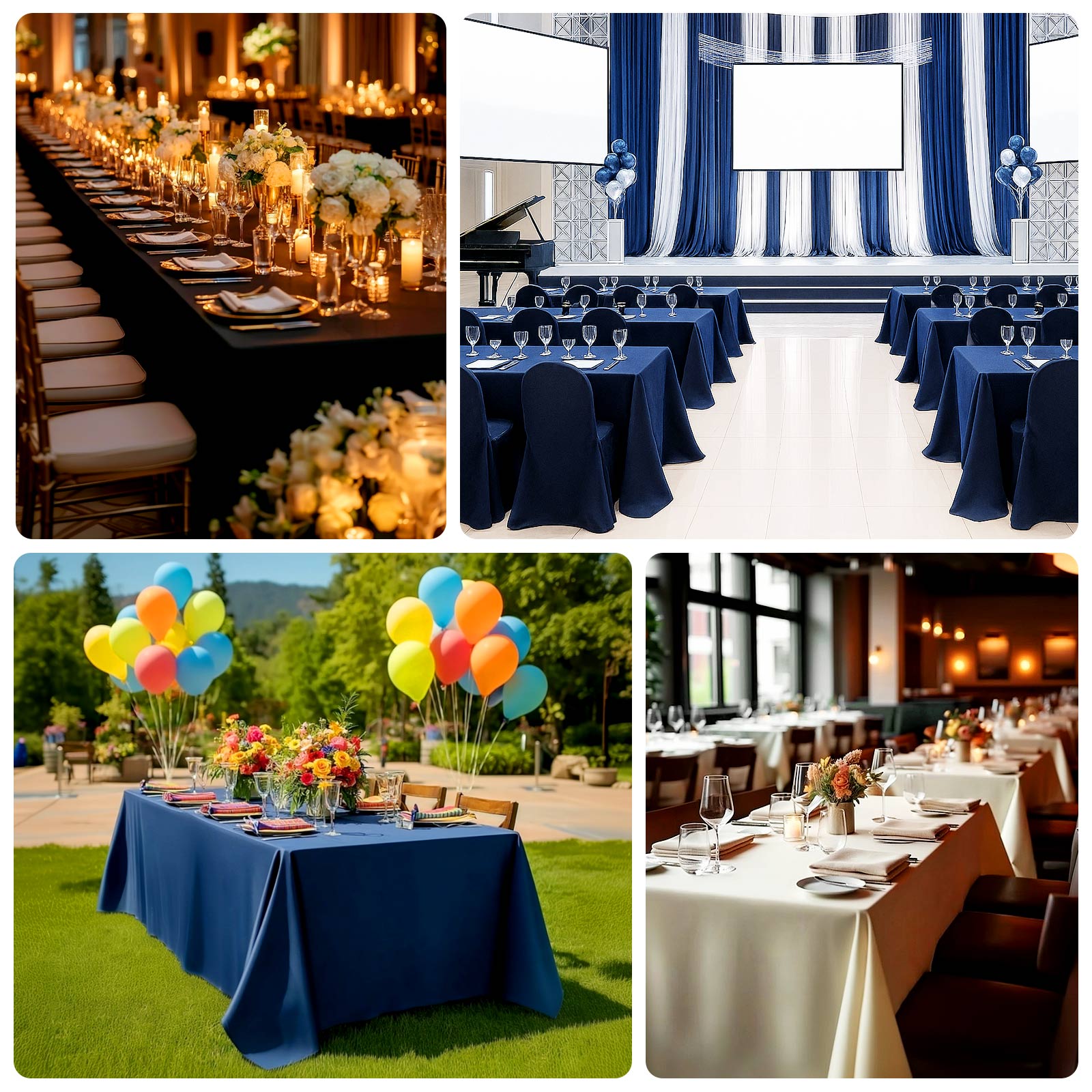 Fire Retardant Scuba Tablecloth – 90"x156" Rectangle White, Wrinkle Free, Stain Resistant, Seamless Polyester Cover