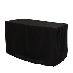Fitted Polyester 48"x24"x30" Rectangle Tablecloth Black - Durable and Sleek for Events