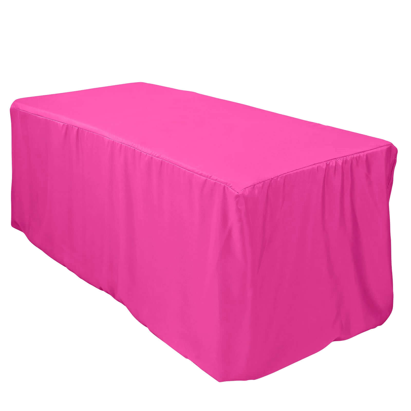 Fitted Polyester 72"x30" Rectangle Tablecloth Fuchsia - Durable Table Cover