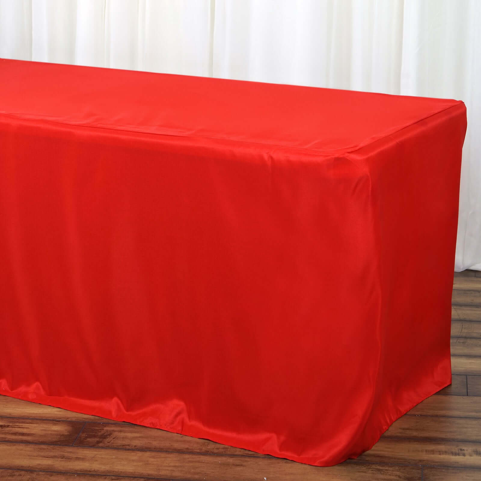 Fitted Polyester 72"x30" Rectangle Tablecloth Red - Durable and Easy to Maintain Table Cover