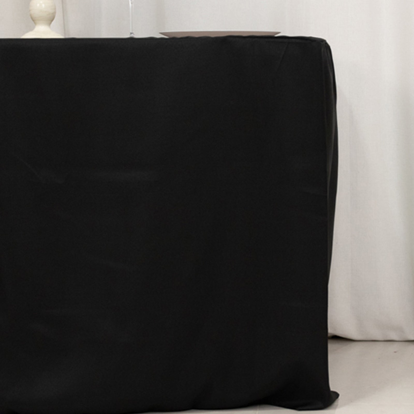 Fitted Polyester 48"x24"x30" Rectangle Tablecloth Black - Durable and Sleek for Events