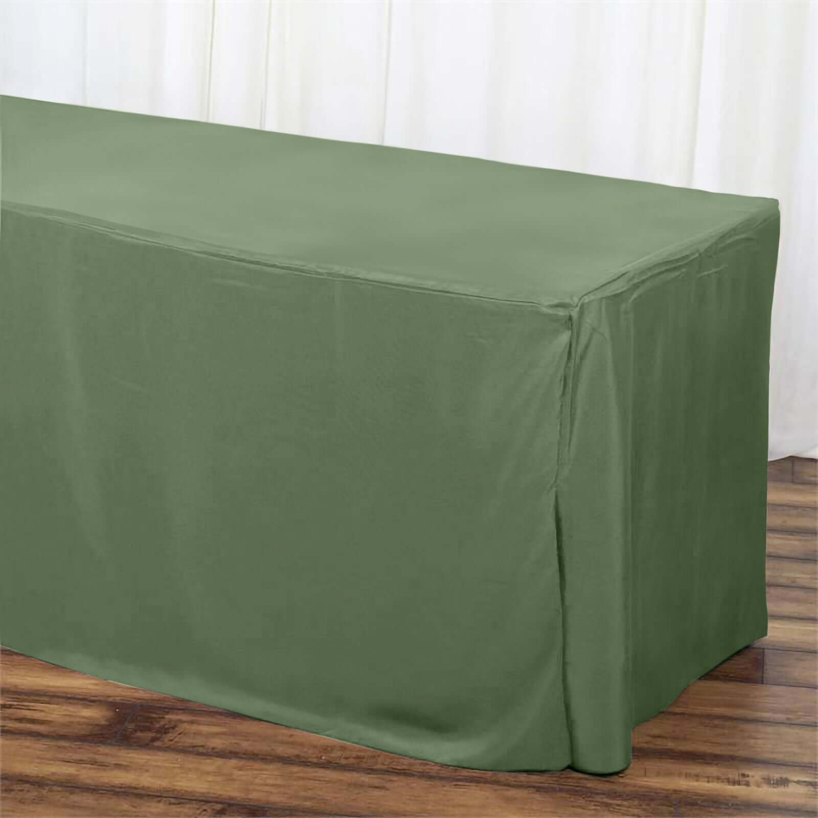Fitted Polyester 72"x30" Rectangle Tablecloth Olive Green - Durable and Easy to Maintain Table Cover